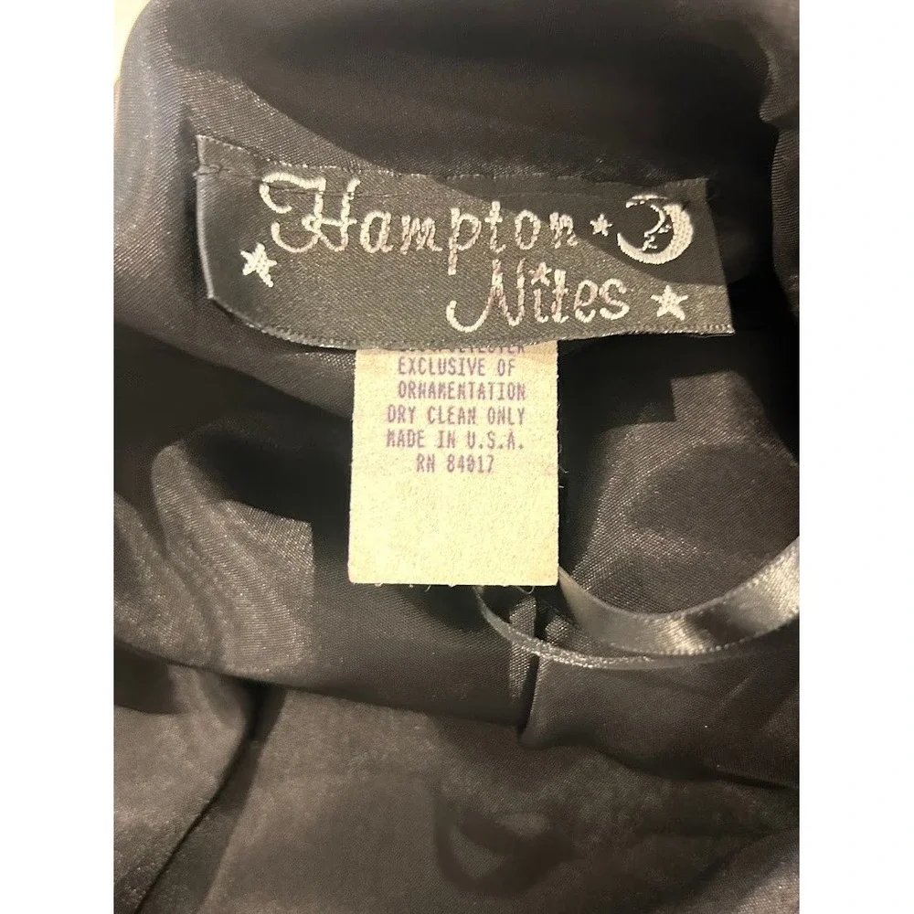 Hampton Nites Black Sleeveless Maxi Gown Deep V-Back Tie Formal Dress Size 8 NWT - Picture 7 of 8